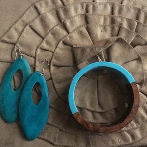Aqua Earrings/Bracelet Set